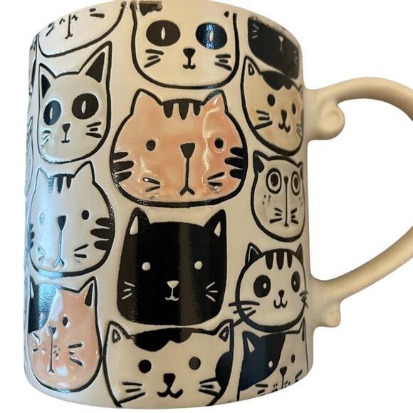 Spectrum Designz MITSY CAT FACE Coffee Tea Mugs 21oz Stoneware Set of 2 NEW - Picture 3 of 15
